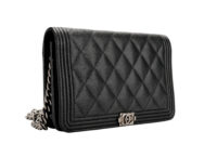 988 Chanel Boy Wallet on Chain Black Caviar, Ruthenium hardware-2
