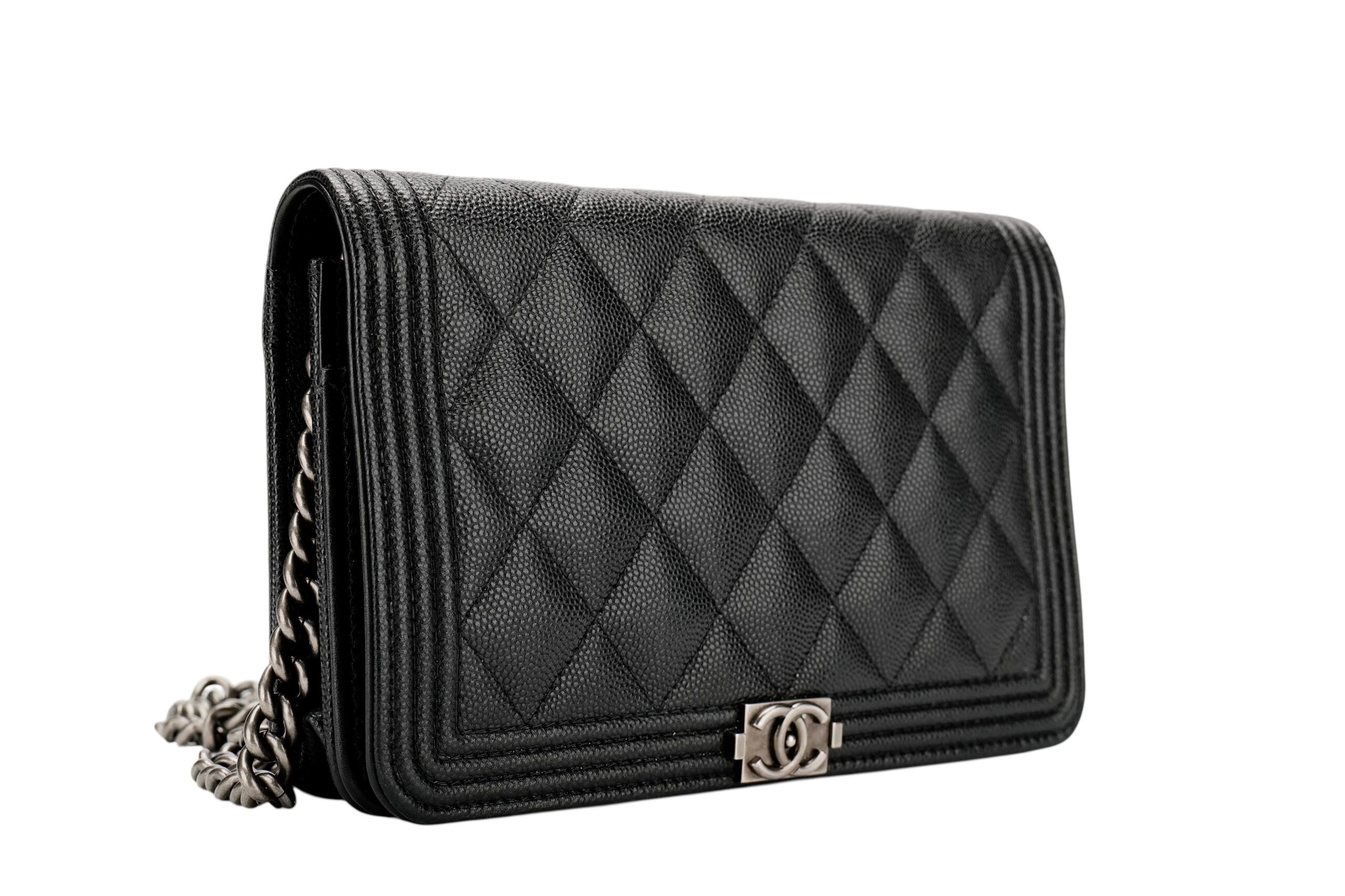 988 Chanel Boy Wallet on Chain Black Caviar, Ruthenium hardware-2