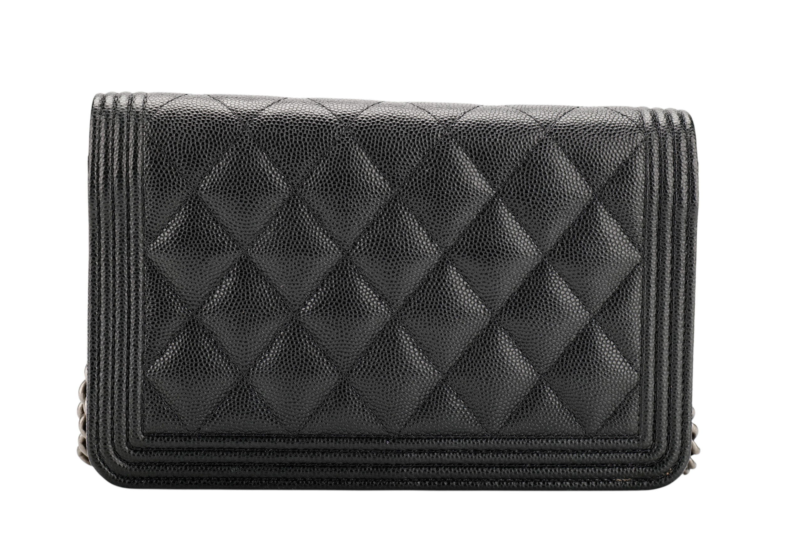 988 Chanel Boy Wallet on Chain Black Caviar, Ruthenium hardware-4