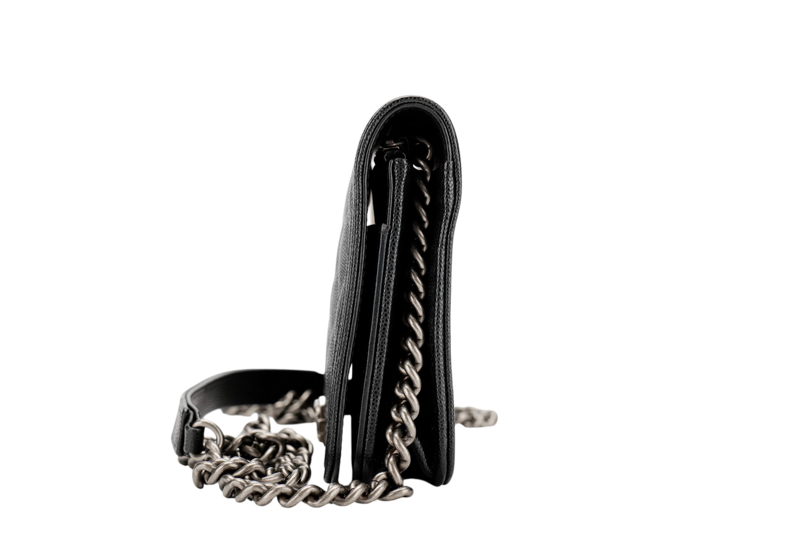 988 Chanel Boy Wallet on Chain Black Caviar, Ruthenium hardware-5