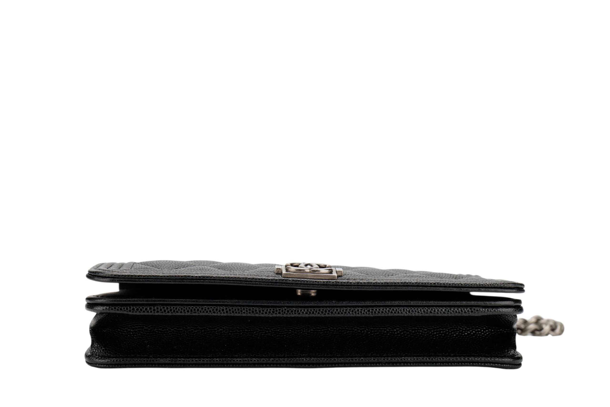 988 Chanel Boy Wallet on Chain Black Caviar, Ruthenium hardware-6