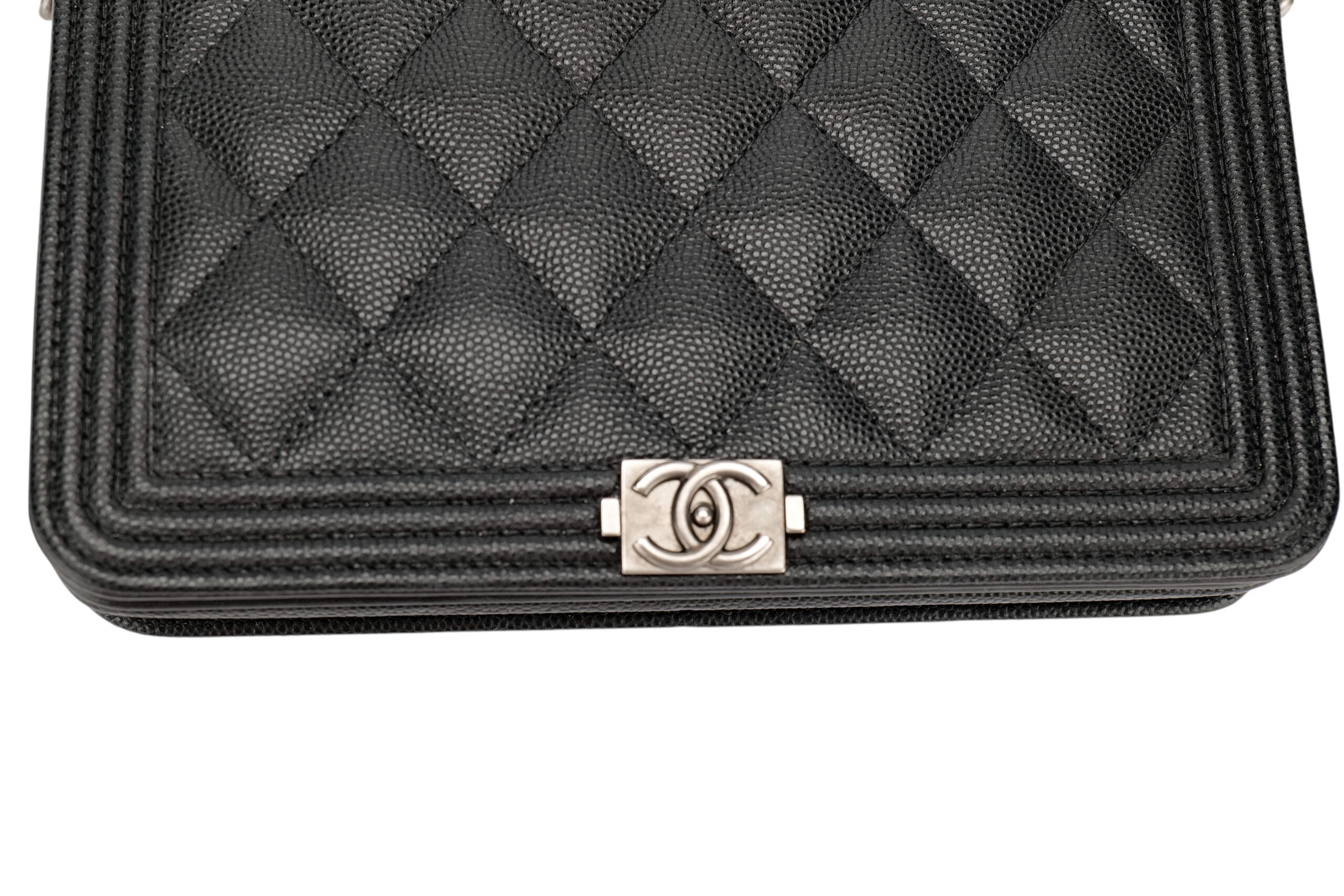 988 Chanel Boy Wallet on Chain Black Caviar, Ruthenium hardware-7