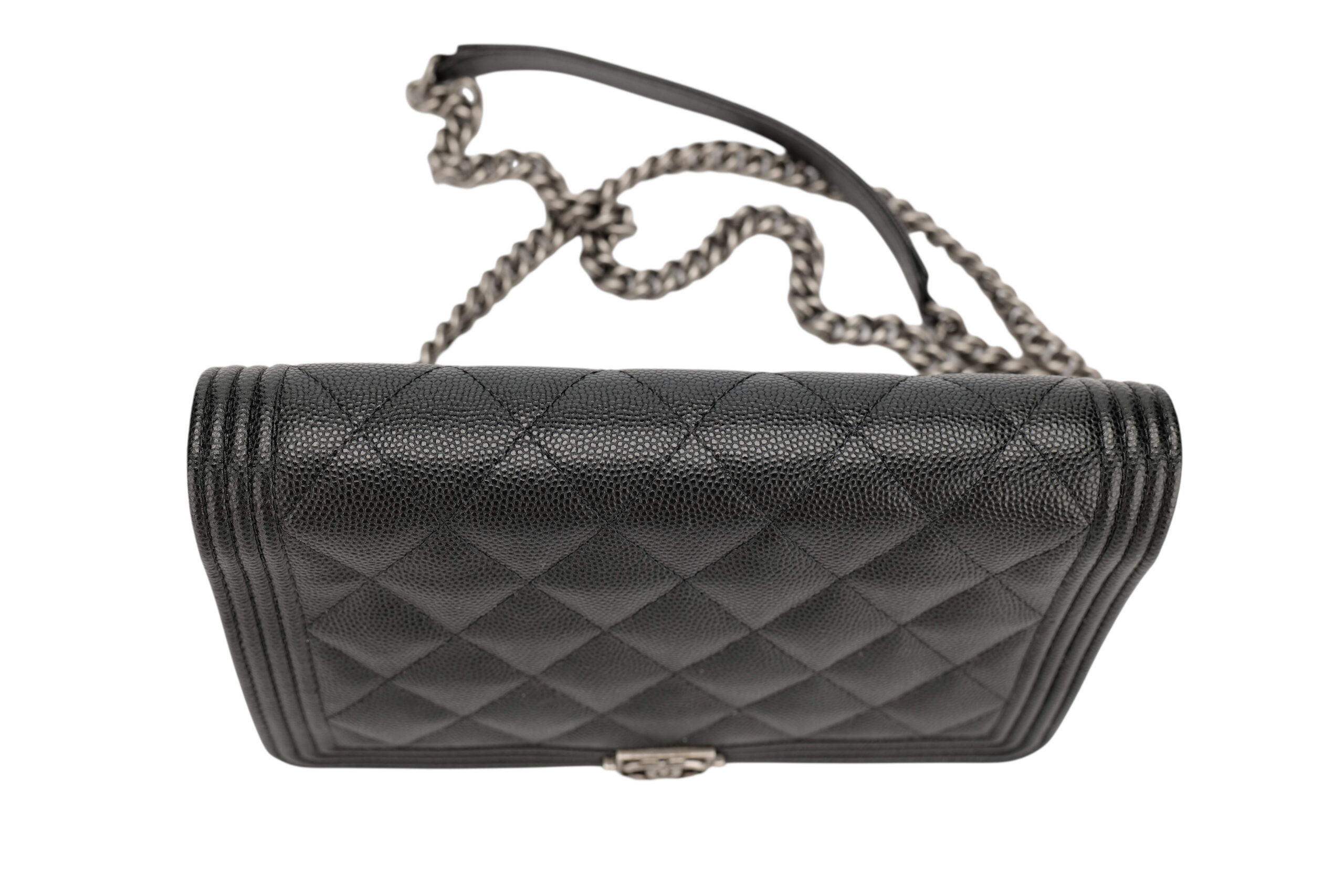 988 Chanel Boy Wallet on Chain Black Caviar, Ruthenium hardware-8