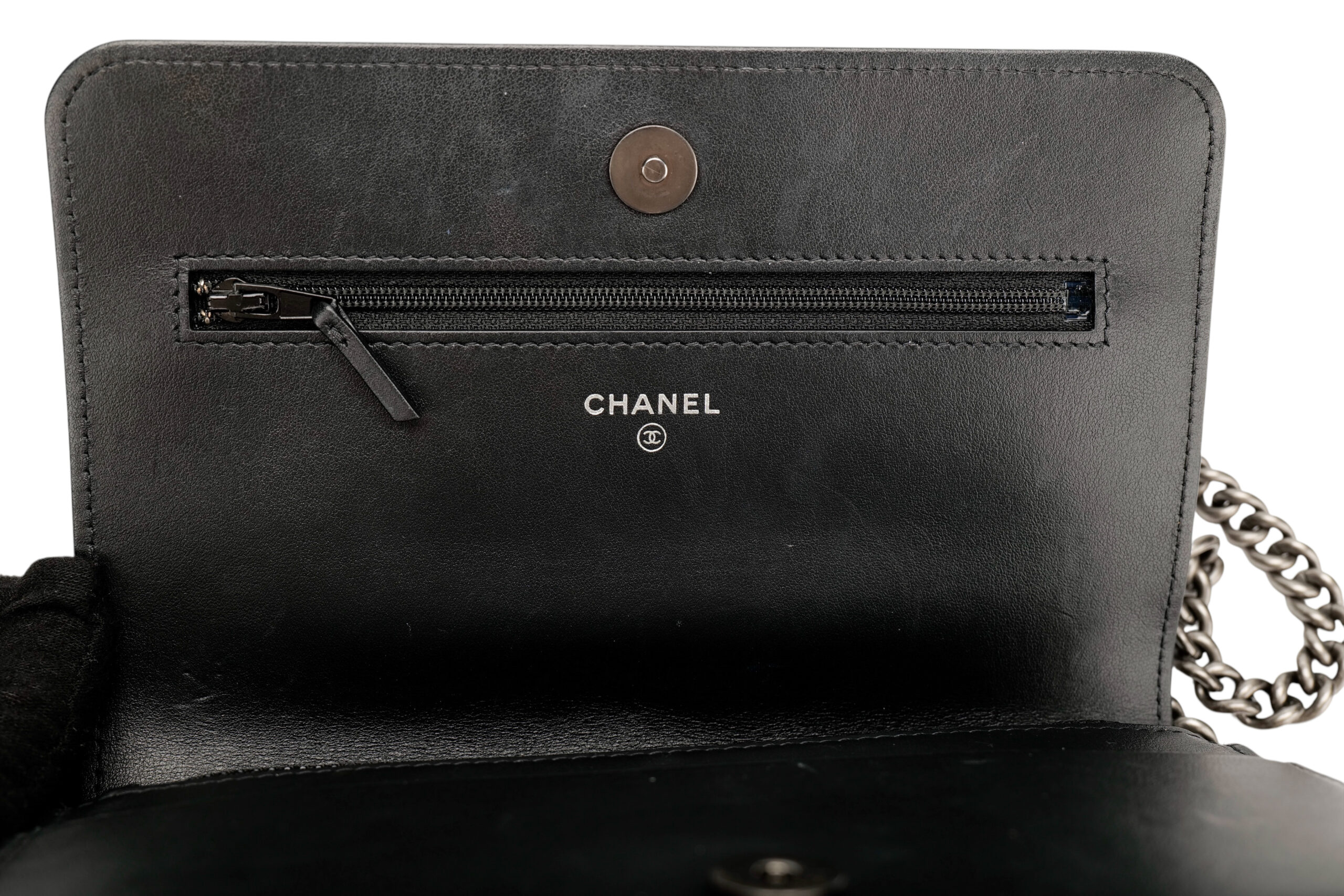 988 Chanel Boy Wallet on Chain Black Caviar, Ruthenium hardware-9