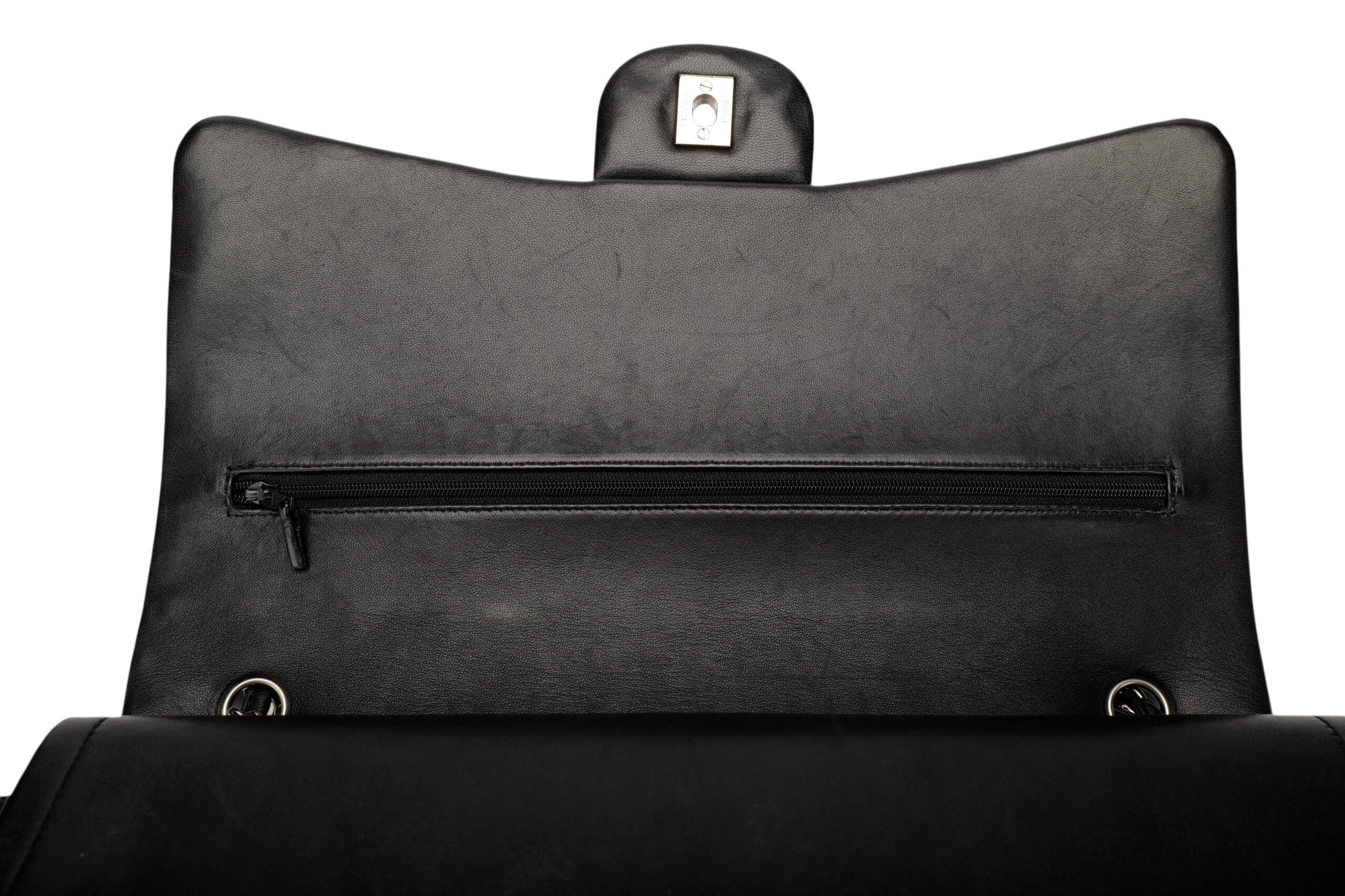 990 Chanel Maxi Flap Black lambskin, silver hardware1-10