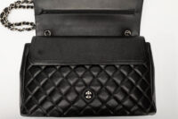 990 Chanel Maxi Flap Black lambskin, silver hardware1-11