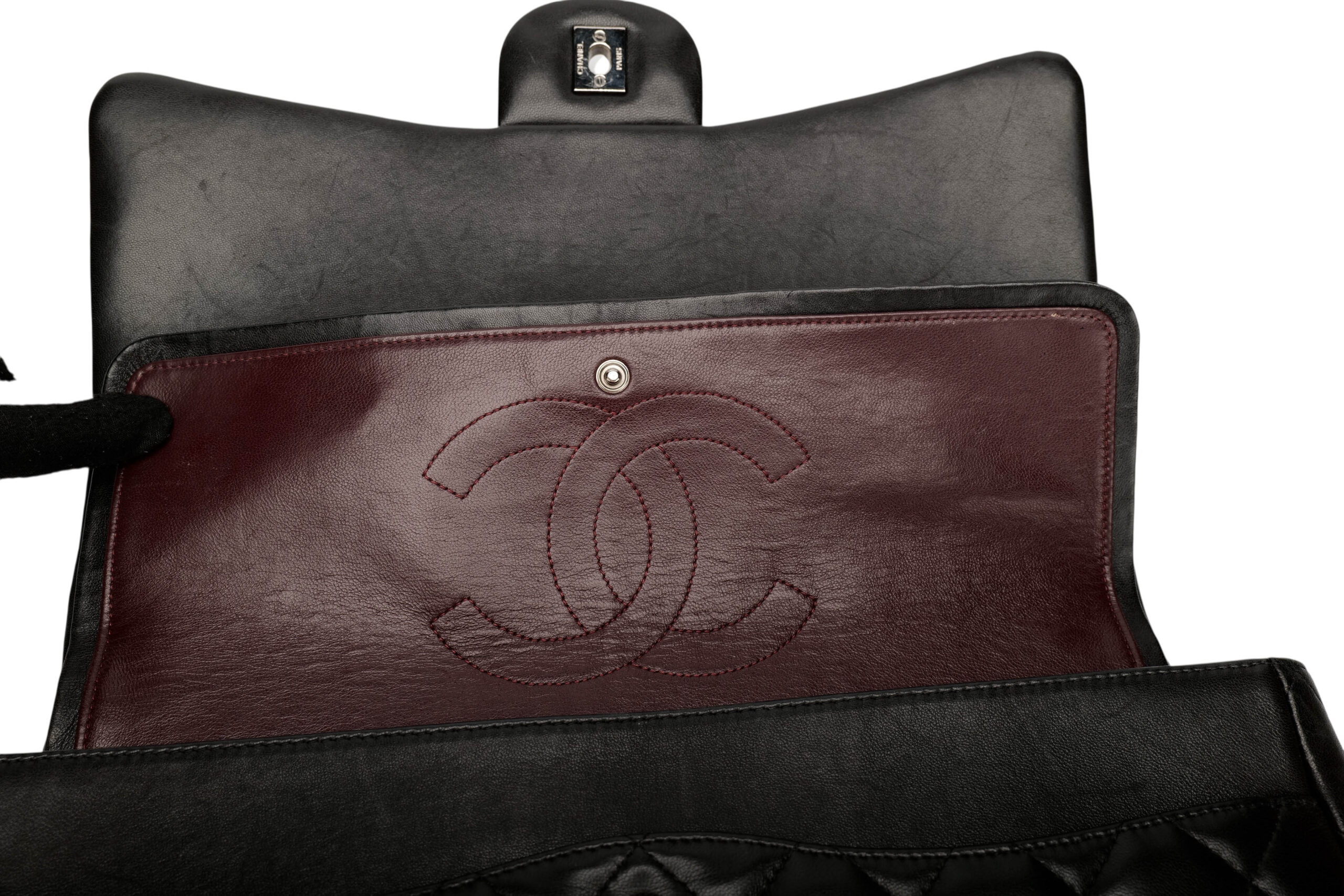 990 Chanel Maxi Flap Black lambskin, silver hardware1-12