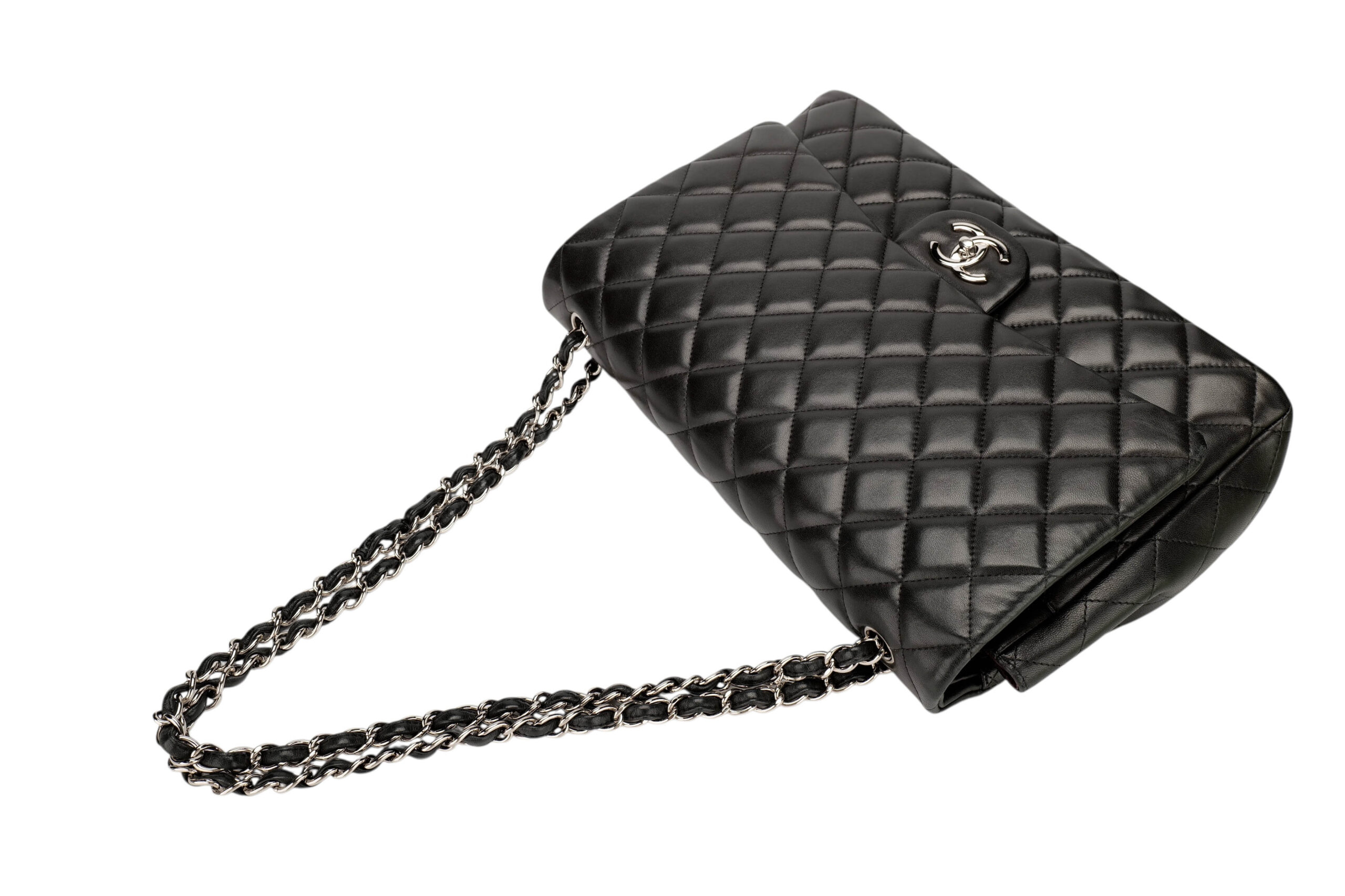 990 Chanel Maxi Flap Black lambskin, silver hardware1-16