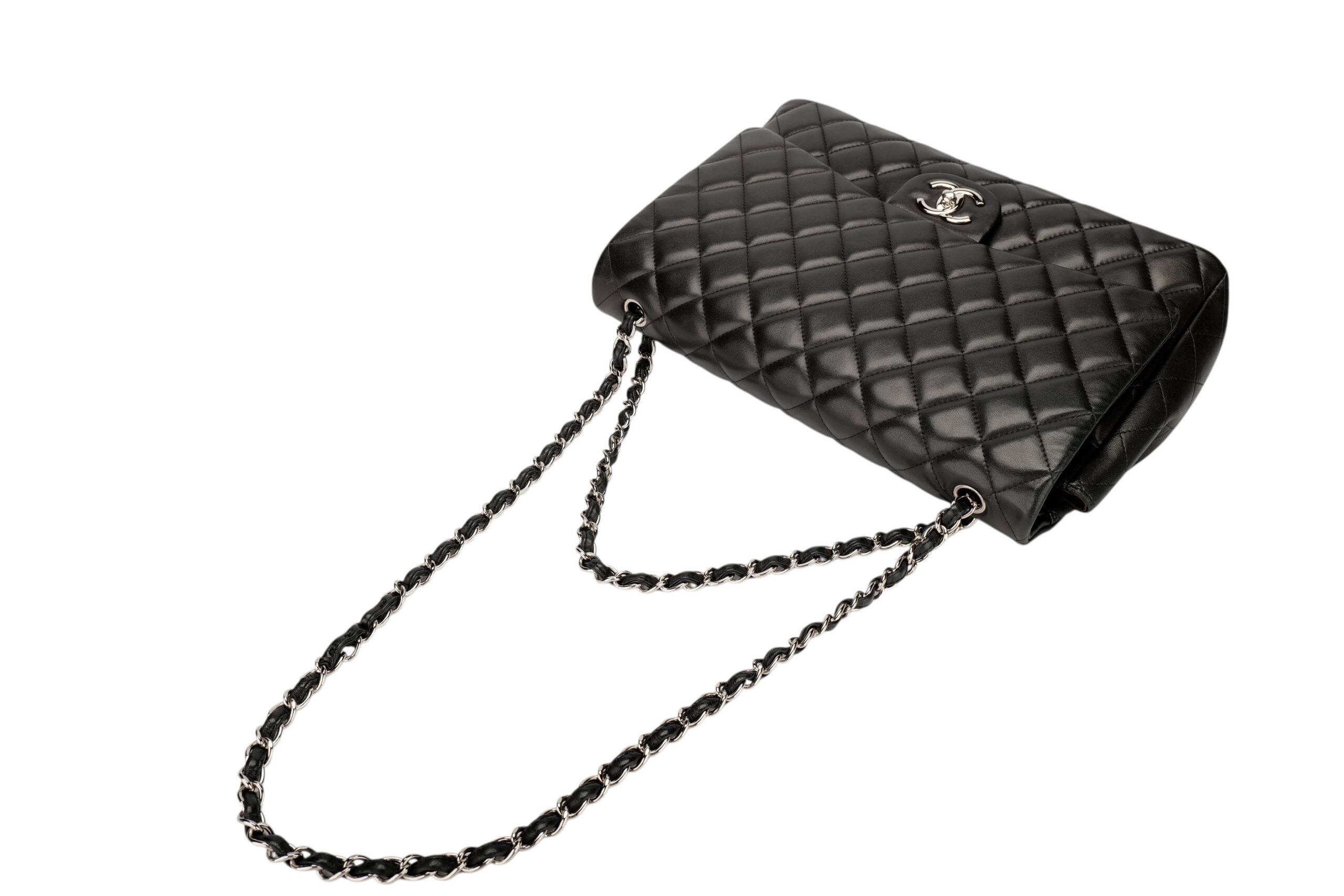 990 Chanel Maxi Flap Black lambskin, silver hardware1-17