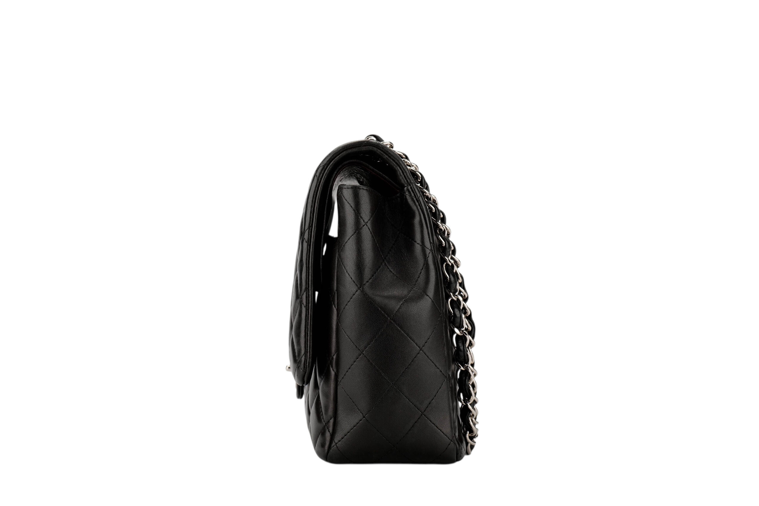 990 Chanel Maxi Flap Black lambskin, silver hardware1-5