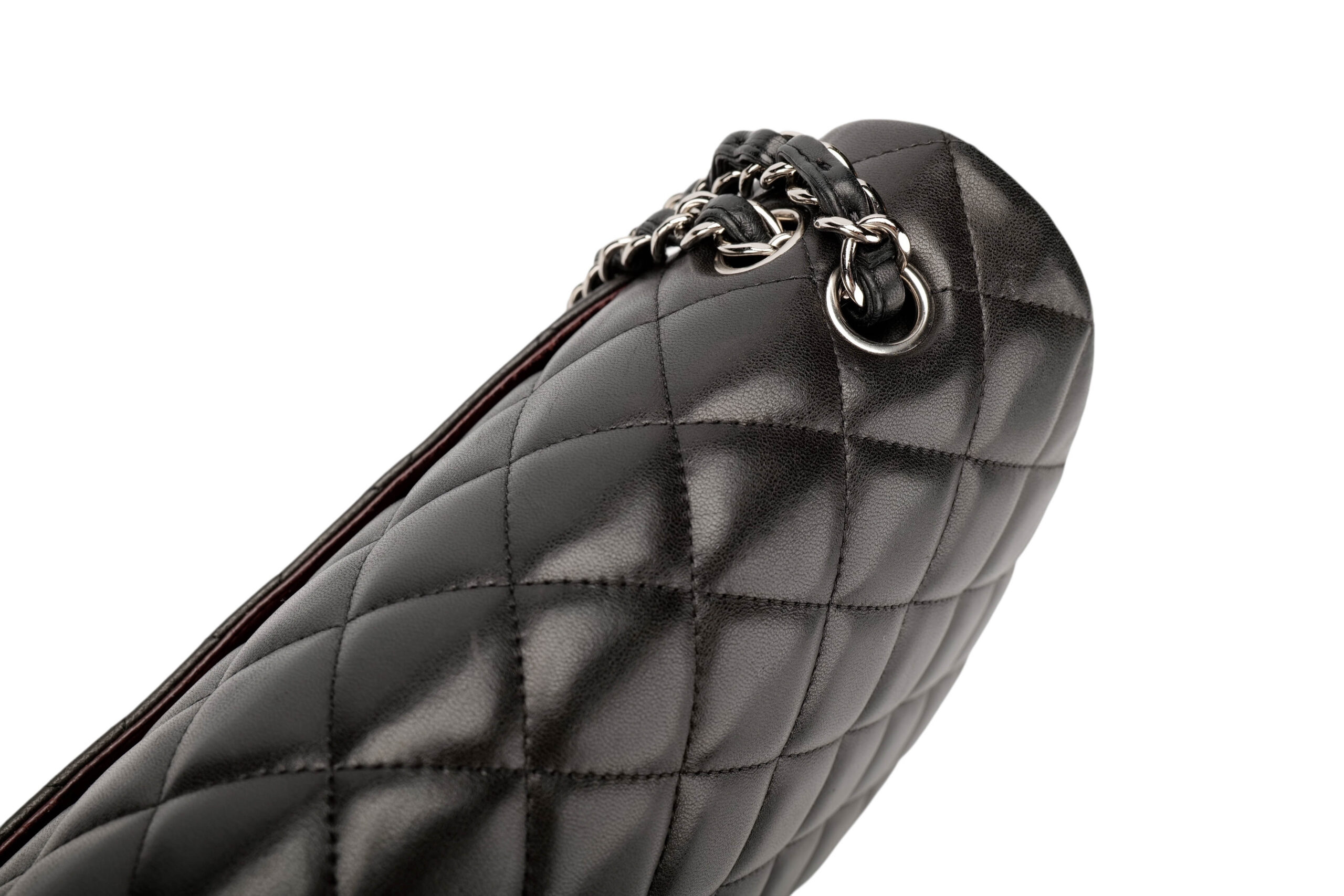 990 Chanel Maxi Flap Black lambskin, silver hardware1-7