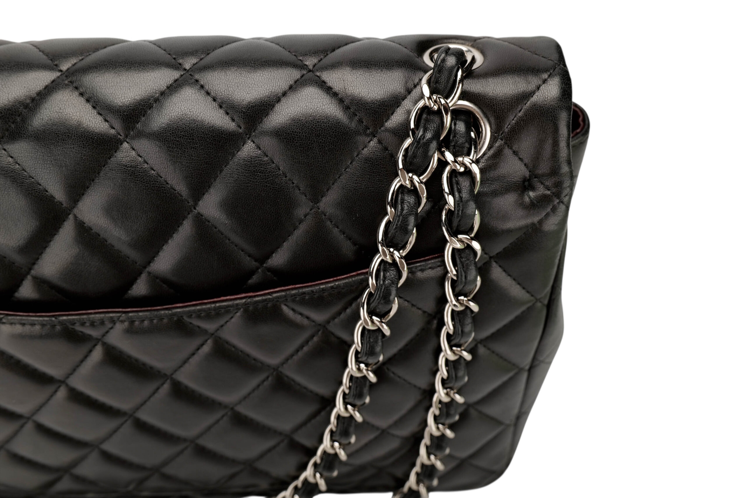 990 Chanel Maxi Flap Black lambskin, silver hardware1-8