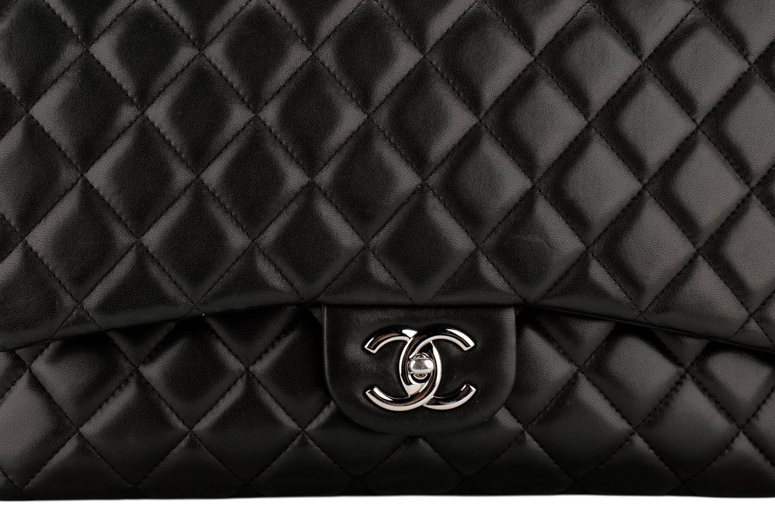 990 Chanel Maxi Flap Black lambskin, silver hardware1-9