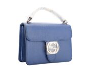 0824. Gucci Interlocking GG Blue Lambskin Leather, Gold Hardware2