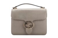 0842. Gucci Interlocking GG Grey Calfskin leather Shoulder bag, Gold Hardware1